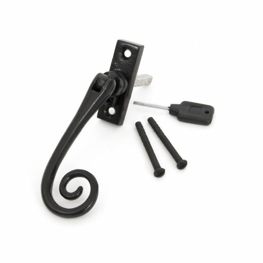 From The Anvil 33242 Slim Monkeytail Espagnolette Handle; Locking; Right Hand (RH); Powder Coated Black (BK)