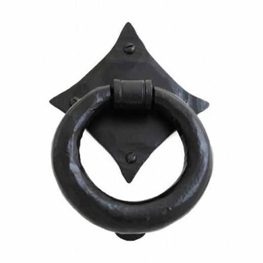 From The Anvil 33245 Ring Door Knocker; 121 x 121mm Plate; 114mm Ring Diameter; Powder Coated Black (BK)