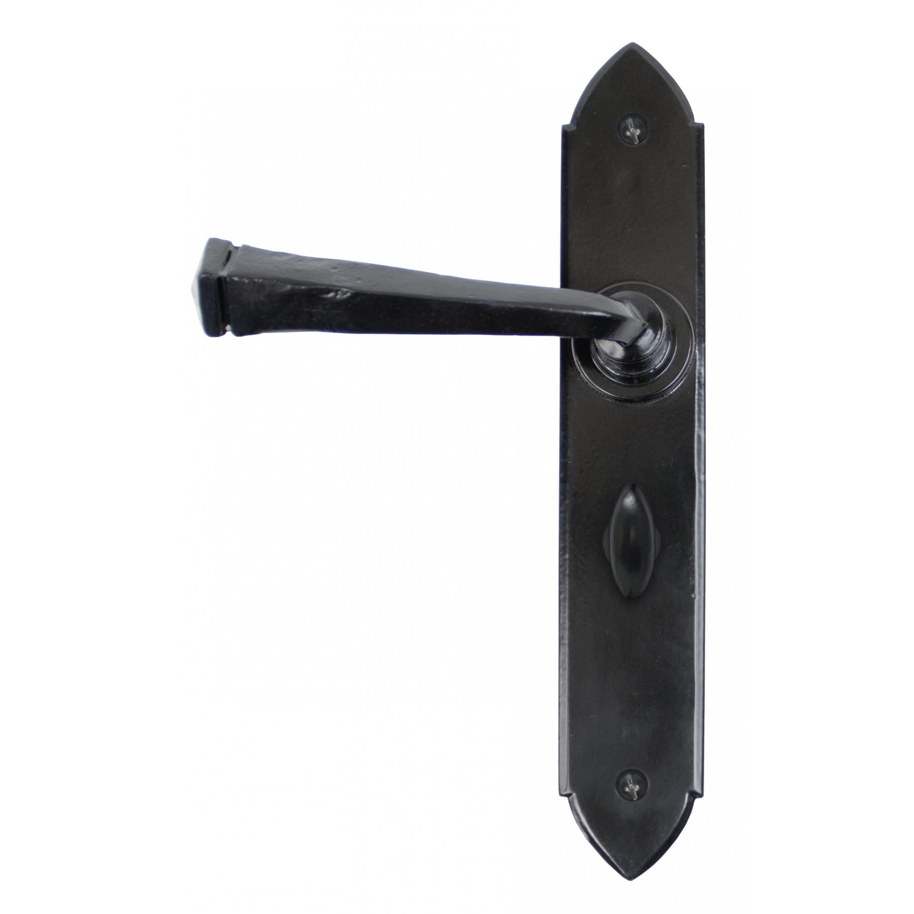 From The Anvil 33274 Gothic Lever Bathroom Set; Powder Coated Black (BK); 9 3/4