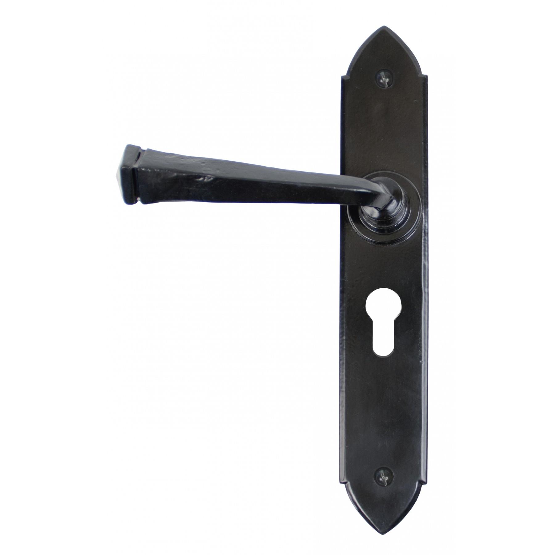 From The Anvil 33277 Gothic Euro Lever Lock Set; 47mm Centres; Powder Coated Black (BK)