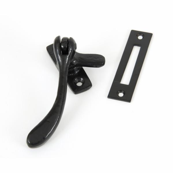 From The Anvil 33290 Peardrop Casement Window Fastener; Reversible; Mortice Plate; Powder Coated Black (BK)