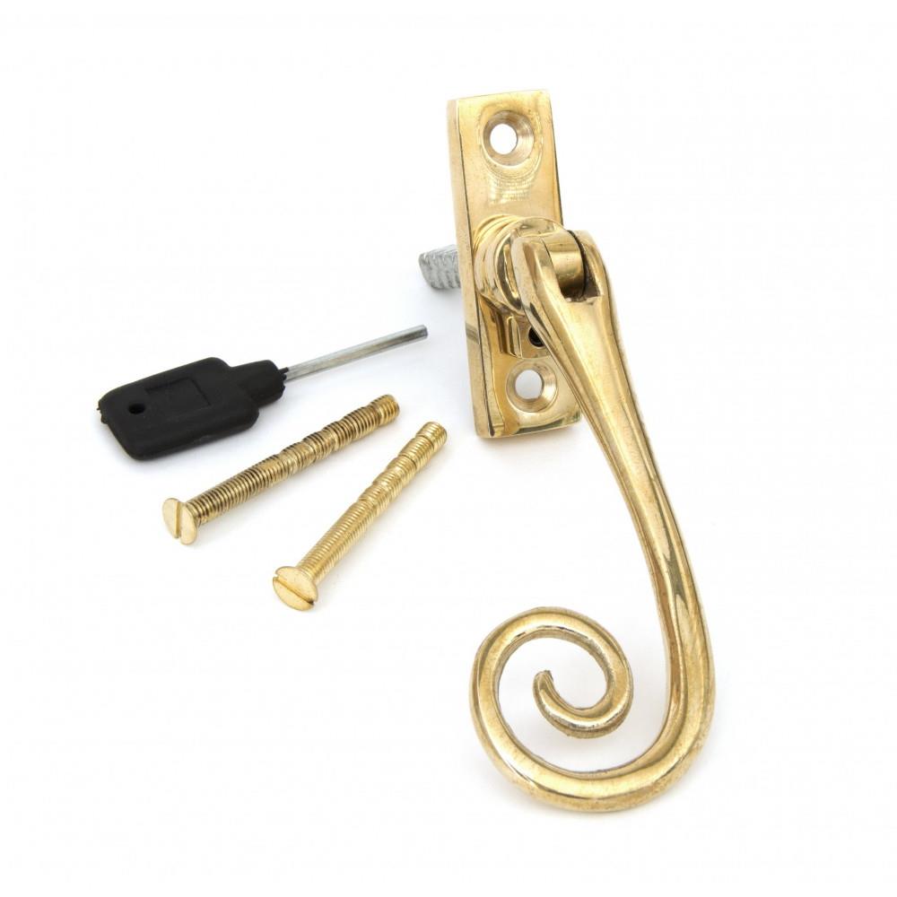 From The Anvil 33310 Slim Monkeytail Espagnolette Handle; Locking; Left Hand (LH); Polished Brass (PB)
