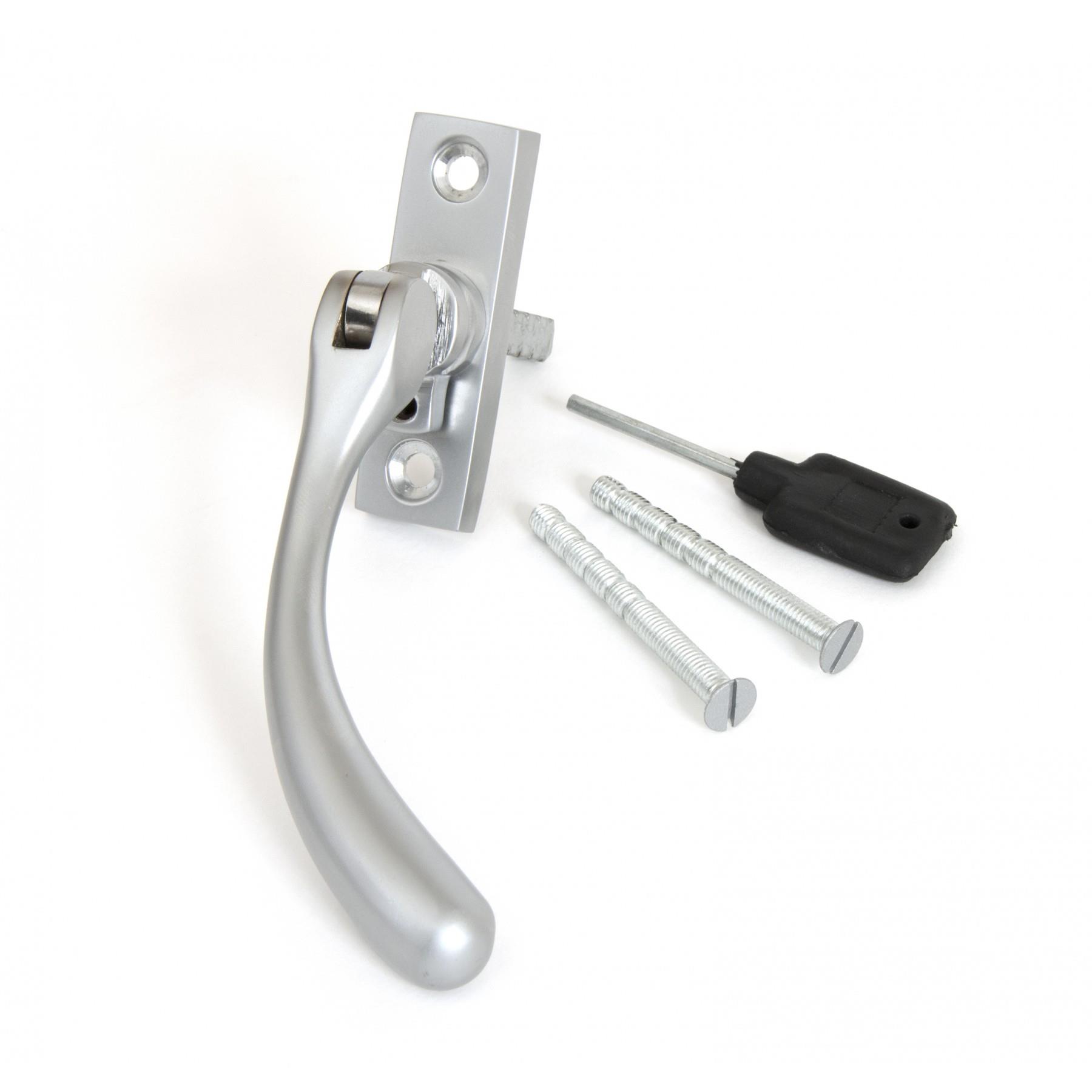 From The Anvil 33329 Slim Peardrop Espagnolette Handle; Locking; Right Hand (RH); Satin Chrome (SC)