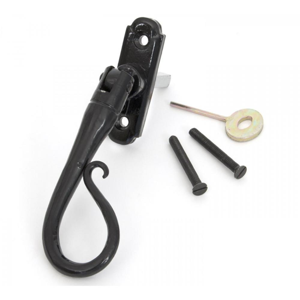 From The Anvil 33957 Shepherd's Crook Espagnolette Handle; Locking; Right Hand (RH); Powder Coated Black (BK)