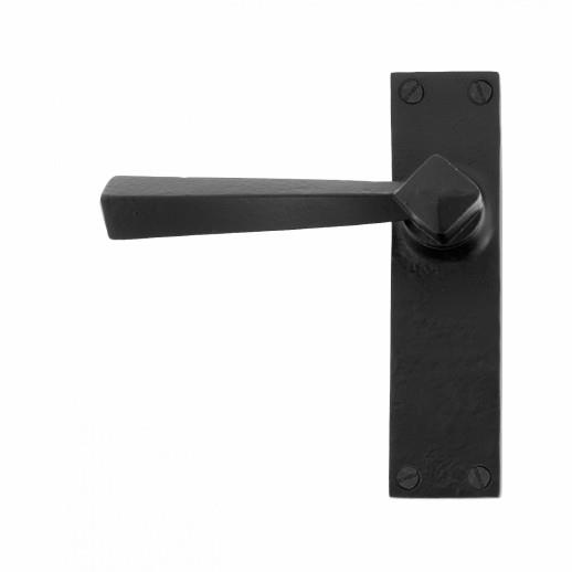 From The Anvil 73110 Straight Lever Handle Latch Set; Powder Coated Black (BK); 152 x 41mm Backplate; Handle Length 127mm