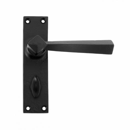 From The Anvil 73111 Straight Lever Handle Bathroom Set; Powder Coated Black (BK); 152 x 41mm Backplate; 57mm Centres