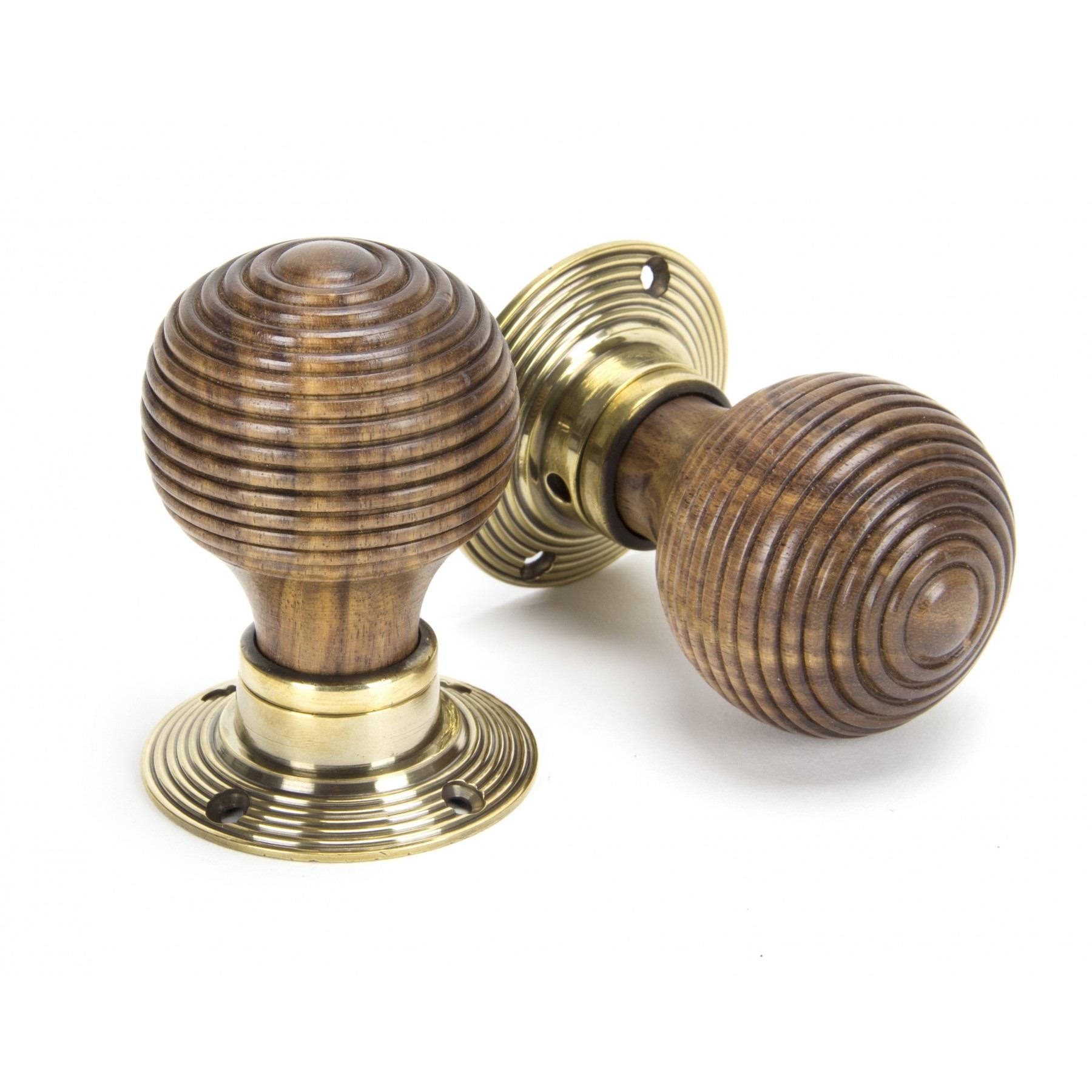 From The Anvil 83573 Beehive Mortice / Rim Knob Set; 58mm Diameter; Rosewood & Antique Brass (ROS/AB)