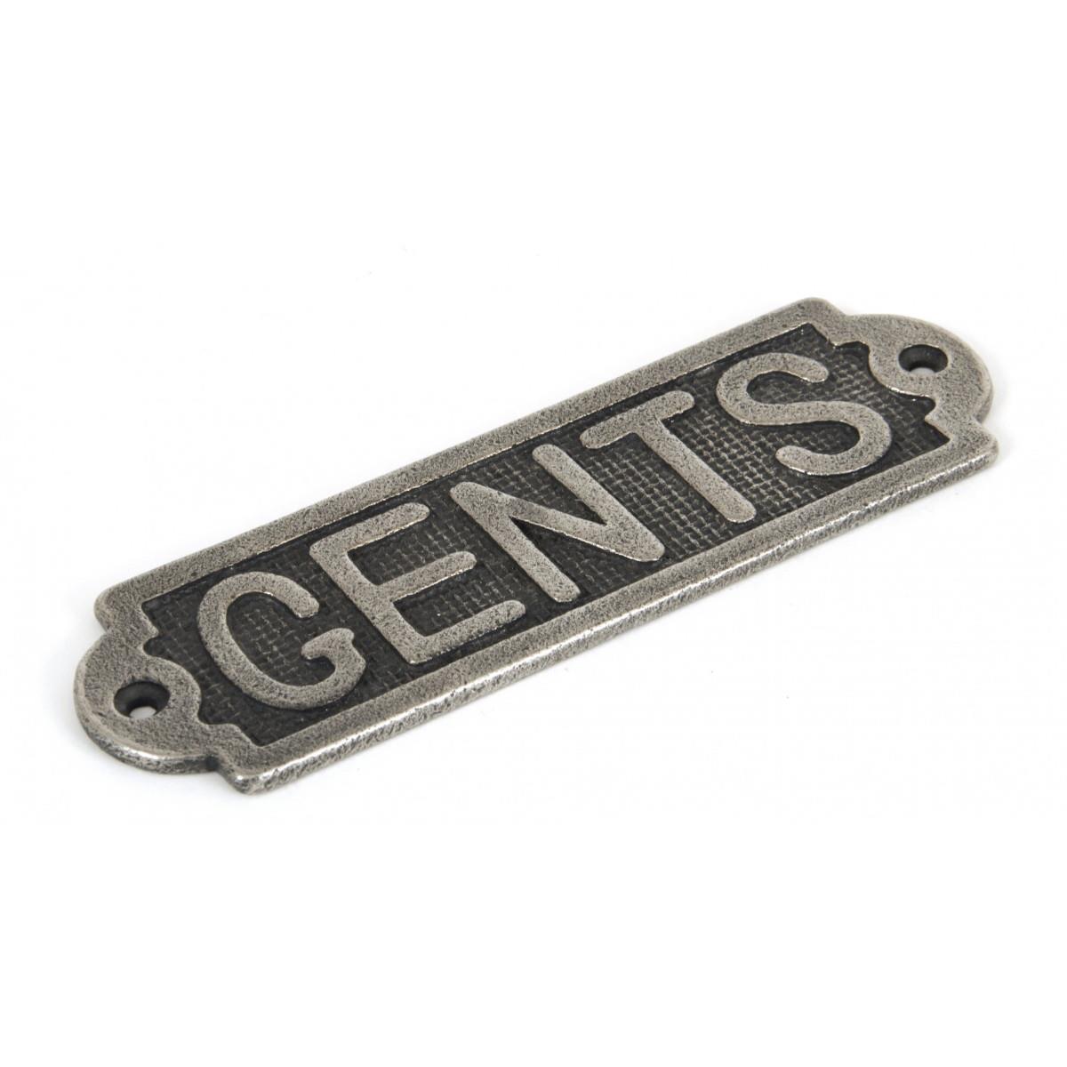 From The Anvil 83686  'Gents' Sign; 168 x 48mm; Antique Pewter (PE)