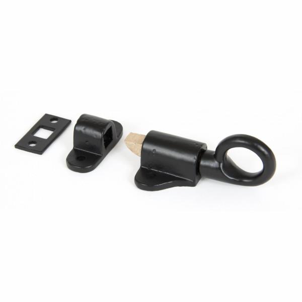 From The Anvil 83844 Fanlight Catch; Complete With 2 Keeps; Powder Coated Black (BK)