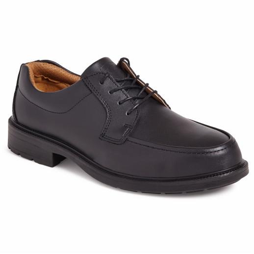Apache SS502CM City Knights Gibson; Plain Front Tie Safety Shoe; Black (BK); Size 9 (43)