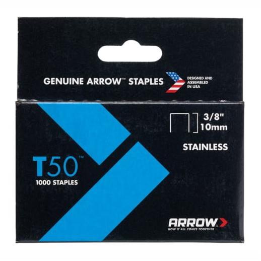 ARROW T50 Staples; Stainless Steel; 10mm; Pack (1000)