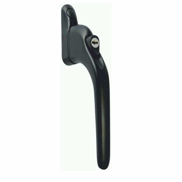 Asec AS11742 Inline Locking Espagnolette Handle; 1 Key; 40mm Spindle; Black (BK)