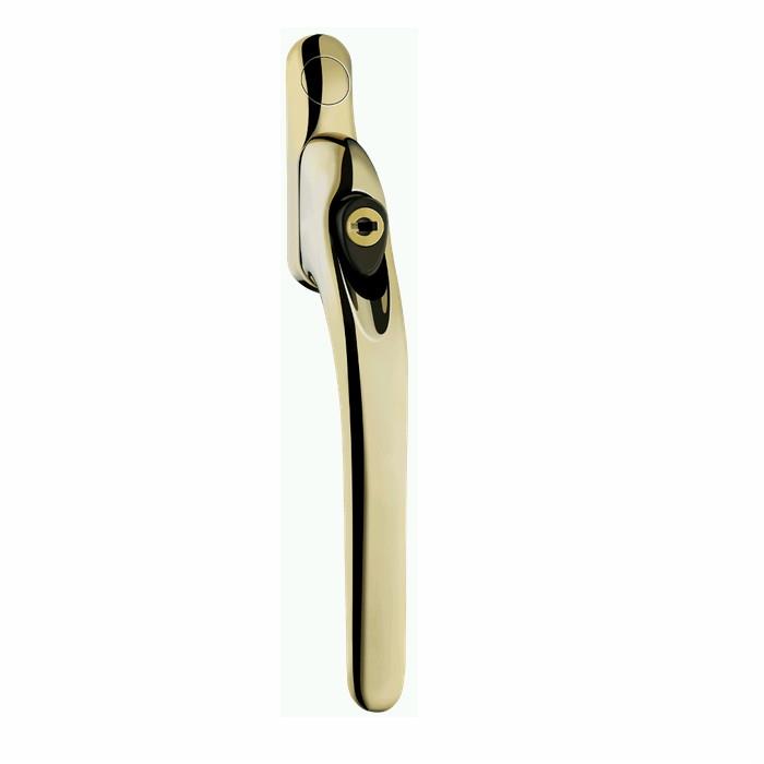 Asec AS11743 Inline Locking Espagnolette Handle; 1 Key; 40mm Spindle; Gold (GOL)