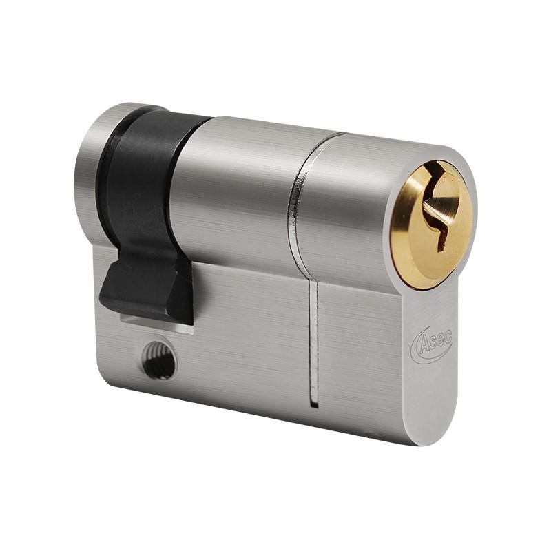 Asec VT10050 Euro Profile Single Cylinder; 30 x 10mm (25/10/5); Snap Resistant; 6 Pin; 3 Keys; Dual Finish; Nickel Plated / Polished Brass (NP) (PB)