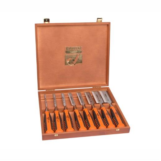 Bahco 424P Bevel Edge Honed Chisel Set; 8 Piece; Complete With a Wood Box