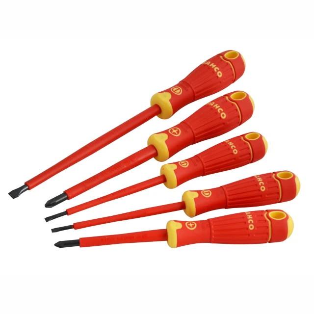 Bahco B220.015 VDE Insulated Screwdriver Set; Slotted/Pozidrive, 5 Piece
