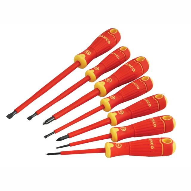Bahco B220.017 VDE Insulated Screwdriver Set; Slotted/Pozidriv; 7 Piece