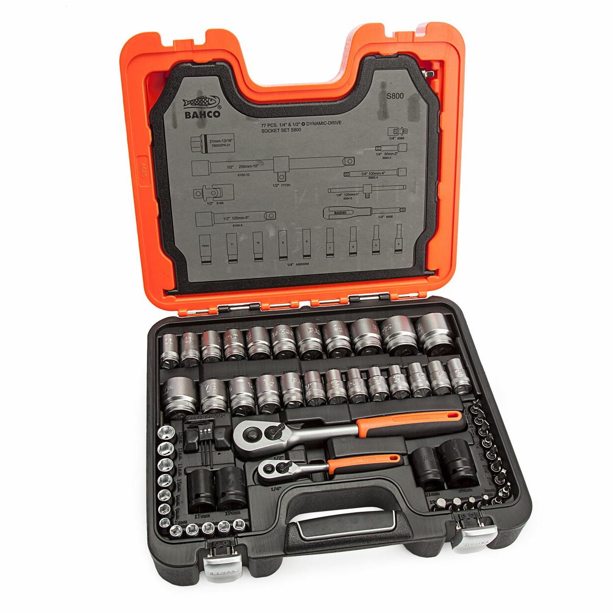 Bahco S800 Metric & Imperial Socket Set; 1/4