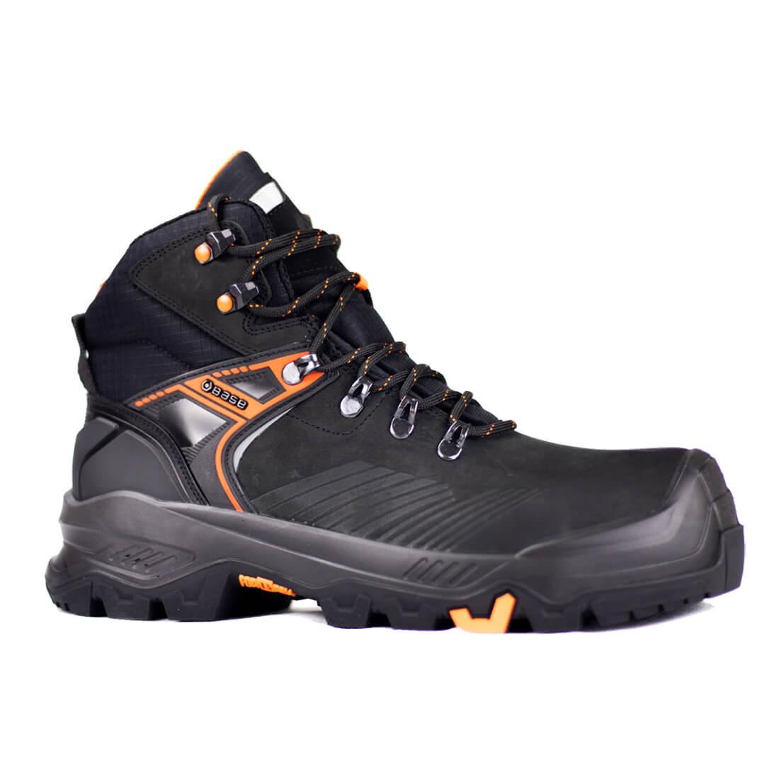 Base B1601 T-Rex Mid Safety Boot; S3S HRO CI HI LG FO SR; Black/Orange (BK/OR); Size 9 (43)