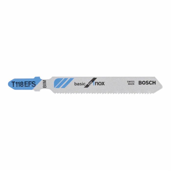 Bosch T118EFS Jigsaw Blades; Stainless Steel Cutting; 1.5 - 4.0mm; Pack (5)
