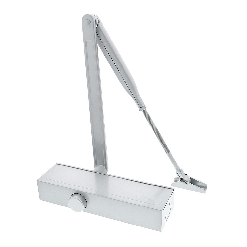 Briton 1110 Overhead Door Closer; Trimplate; Size 2-4; Silver Enamel (SE) Cover & Arm