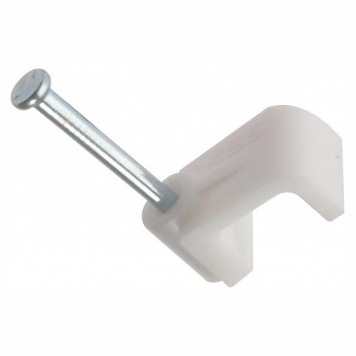 Cable Clips; 0.75mm Flat; White (WH); Box (100)