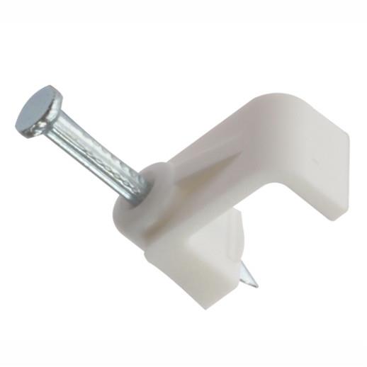 Cable Clips; 2.50mm Flat; White (WH); Box (100)