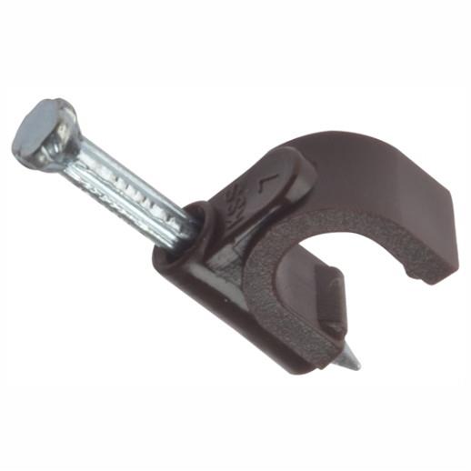 Coax Cable Clips; 6 - 7mm Round; Brown (BN); Box (100)