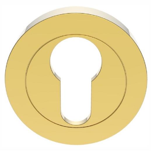 Carlisle AA1 Euro Profile Escutcheon; 50mm Diameter; 10mm Thick Rose; Concealed Fix; 2 Part Screw On Rose; Polished Brass (PB)