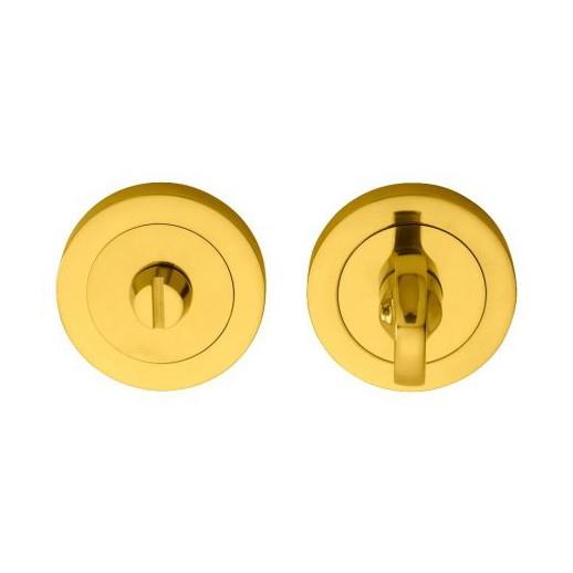 Carlisle AA12 Bathroom Turn & Release; 50mm Diameter; 10mm Thick Rose; Polished Brass (PB)