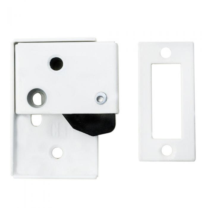 Carlisle AA46 Easi-Keep Hush Latch; 63 x 48mm; Powder Coated White (WH)