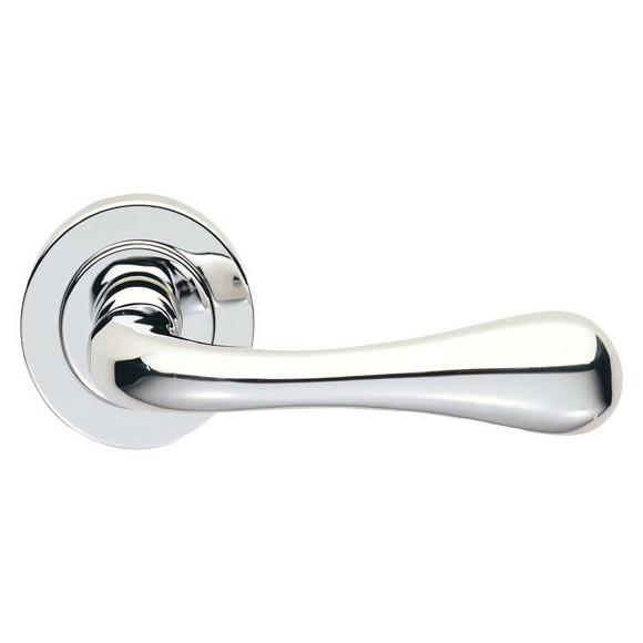 Carlisle AQ1CP Astro Lever Handle Set On Round Rose; 50mm Diameter Rose; Polished Chrome Plated (CP)