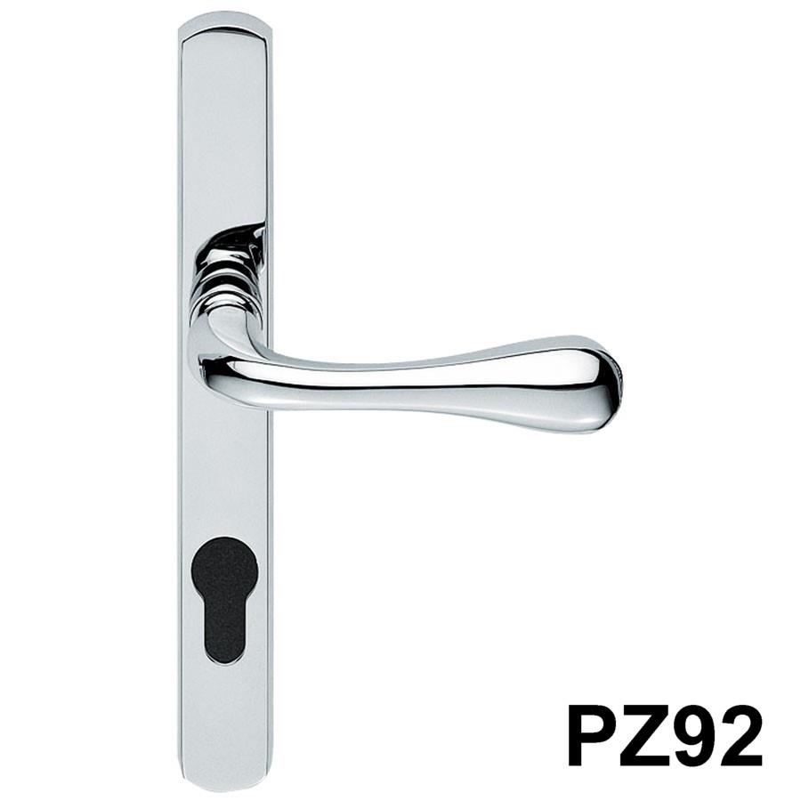 Carlisle AQ1NP92-SC Astro PVCu Door Handle Set; Unsprung Lever/Lever; 92mm Centres; 208 x 26mm Backplate; 2 Hole Fix; 125mm Screw Centres; Satin Chrome Plated (SCP)