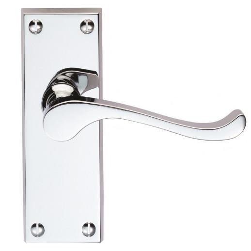 Carlisle CBS55CP Victorian Scroll Lever Handle Latch Set; 120 x 40mm Backplate; Polished Chrome Plated (CP)