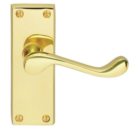 Carlisle CBS55 Victorian Scroll Lever Handle Latch Set; 120 x 40mm Backplate; Polished Brass (PB)