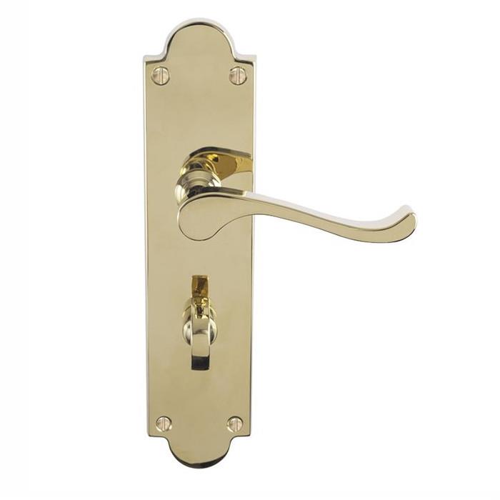 Carlisle CBS68WC Victorian Scroll Lever Bathroom Handle Set; Shaped Plate; Polished Brass (PB)