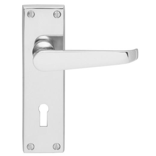 Carlisle CBV31CP Victorian Lever Handle Latch Set; 120 x 40mm Backplate; Polished Chrome Plated (CP)