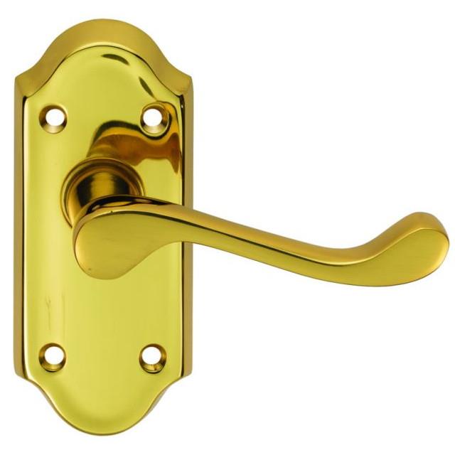 Carlisle DL16 Ashtead Lever Handle Latch Set; 112 x 48mm Backplate; Polished Brass (PB)