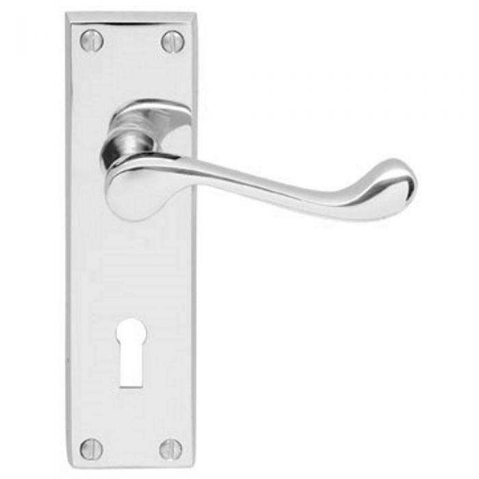 Carlisle DL54CP Victorian Scroll Lever Handle Lock Set; 150 x 43mm Backplate; Polished Chrome Plated (CP)