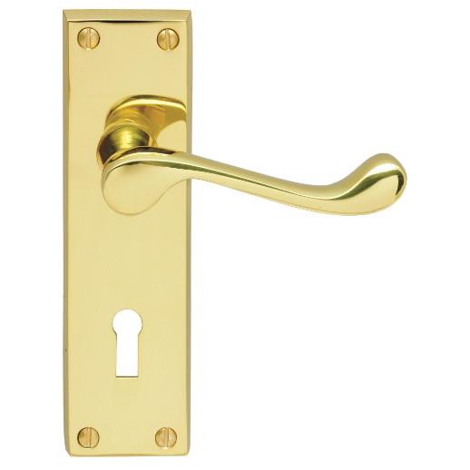 Carlisle DL54 Victorian Scroll Lever Handle Lock Set; 150 x 43mm Backplate; Polished Brass (PB)