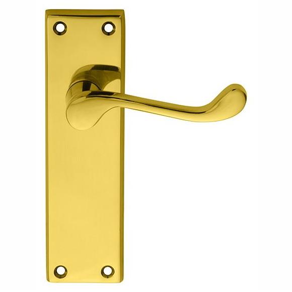 Carlisle DL54S Victorian Scroll Lever Handle Sweedor Long Plate Latch Set; 150 x 43mm Backplate; Polished Brass (PB)