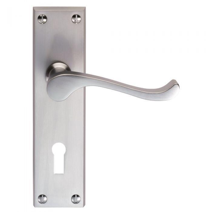 Carlisle DL54SC Victorian Scroll Lever Handle Lock Set; 150 x 43mm Backplate; Satin Chrome Plated (SCP)