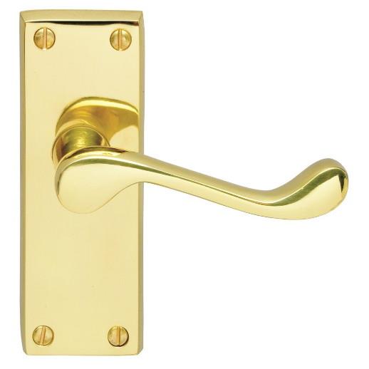 Carlisle DL55 Victorian Scroll Lever Handle Latch Set; 118 x 43mm Backplate; Polished Brass (PB)