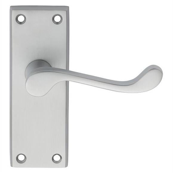 Carlisle DL55SC Victorian Scroll Lever Handle Latch Set; 118 x 43mm Backplate; Satin Chrome Plated (SCP)