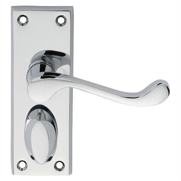 Carlisle DL55WCCP Victorian Scroll Lever Handle Privacy Set; 118 x 43mm Backplate; Polished Chrome Plated (CP)