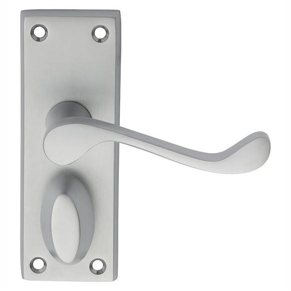 Carlisle DL55WCSC Victorian Scroll Lever Handle Privacy Set; 118 x 43mm Backplate; Satin Chrome Plated (SCP)
