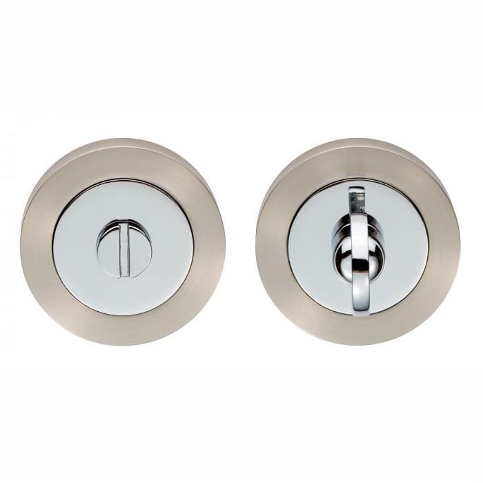 Carlisle GK4004SNCP Thumbturn & Release; 50mm Diameter; 10mm Thick Rose; Satin Nickel Plated/Polished Chrome Plated (SNP)(CP); Mixed Finish