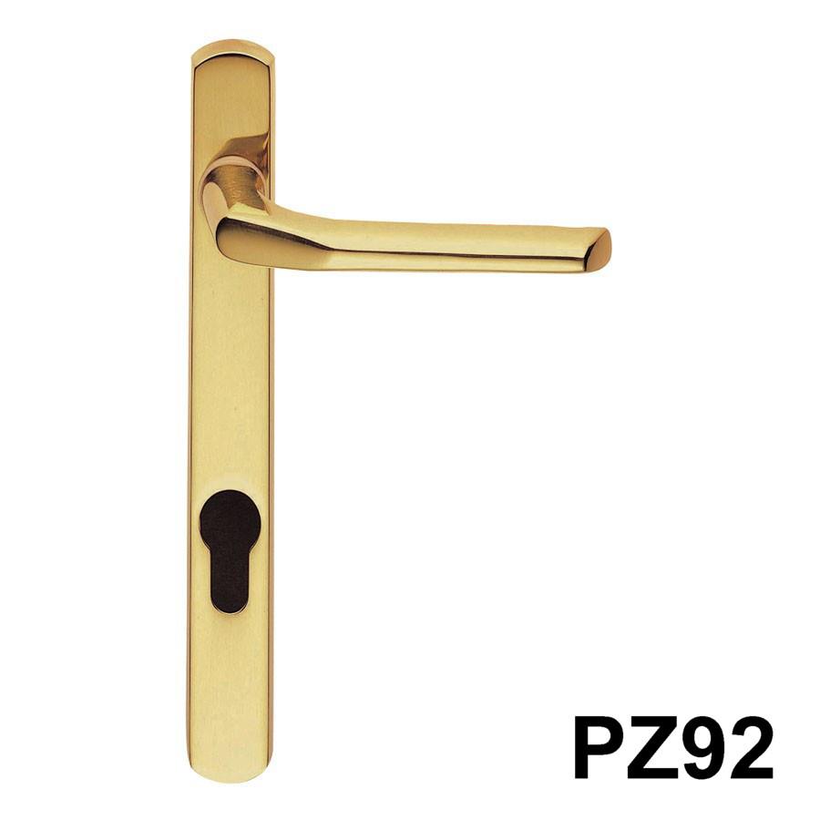 Carlisle M86N Victorian Scroll PVCu Door Handle Set; Unsprung Lever/Lever; 92mm Centres; 208 x 26mm Backplate; 2 Hole Fix; 124mm Screw Centres; Polished Brass (PB)