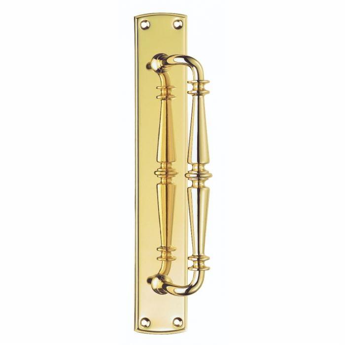 Carlisle PF106 Ornate Pull Handle On Plate; 380 x 65mm Backplate; Polished Brass (PB)