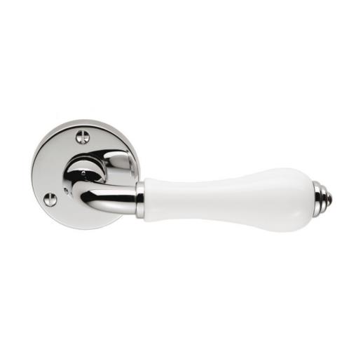 Carlisle PLPWCP Porcelain Lever On Round  Rose; White (WH) Lever; Chrome Plated (CP) Rose